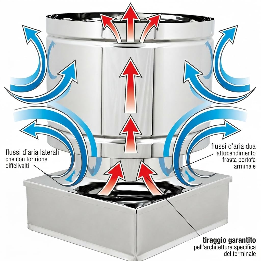MAKA Comignolo a Botte Quadro, Terminale per Canna Fumaria Camino Stufa a Legna Pellet e Gas, Cappello Antipioggia Aspirafumo Base Quadra (370x370 mm - Zincato)