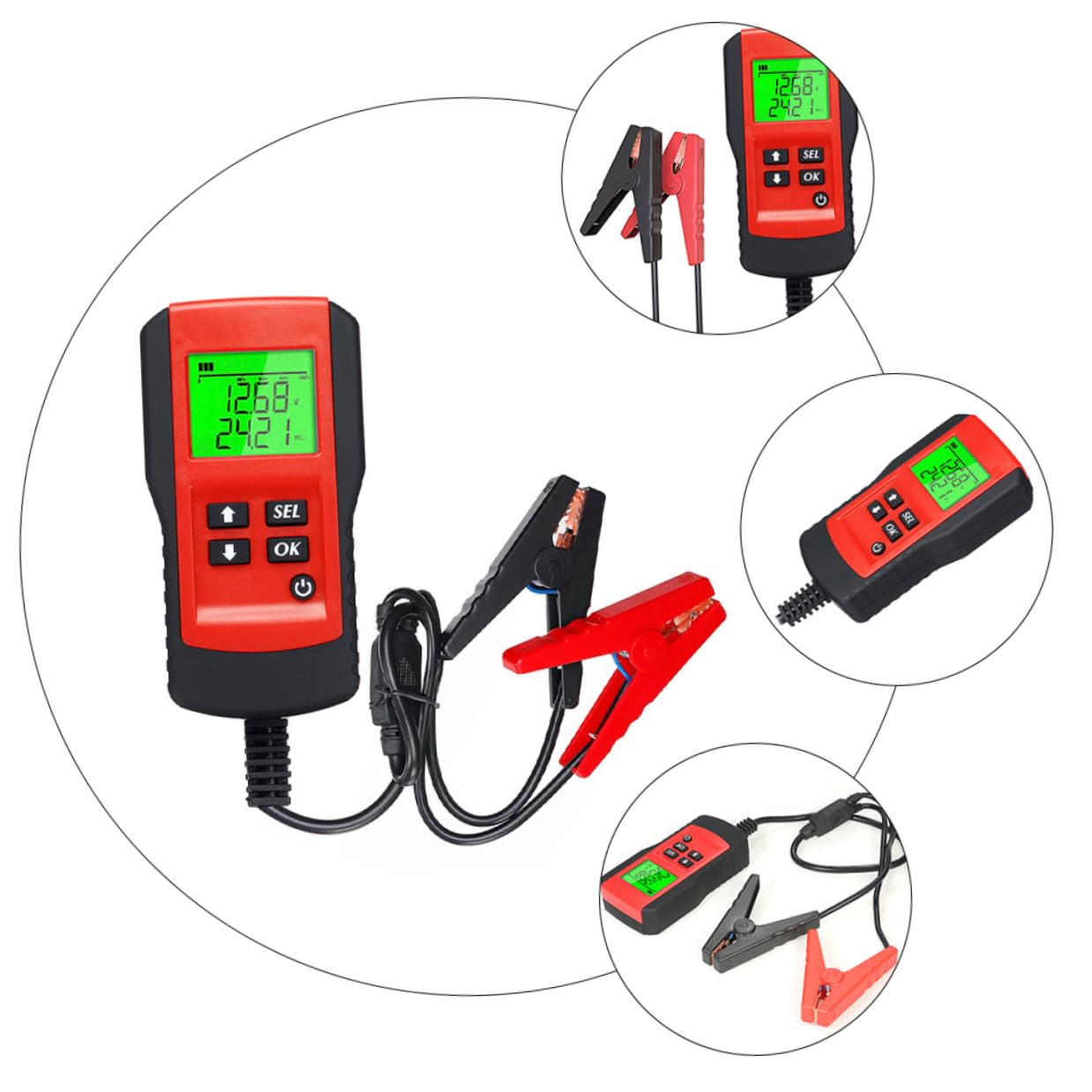 UPKOCH Tester per Batteria Auto 12V Analizzatore Digitale per Verifica Stato Capacità Resistenza e Tensione Strumento di Test Professionale per Batterie Auto Moto Barche e Veicoli Leggeri