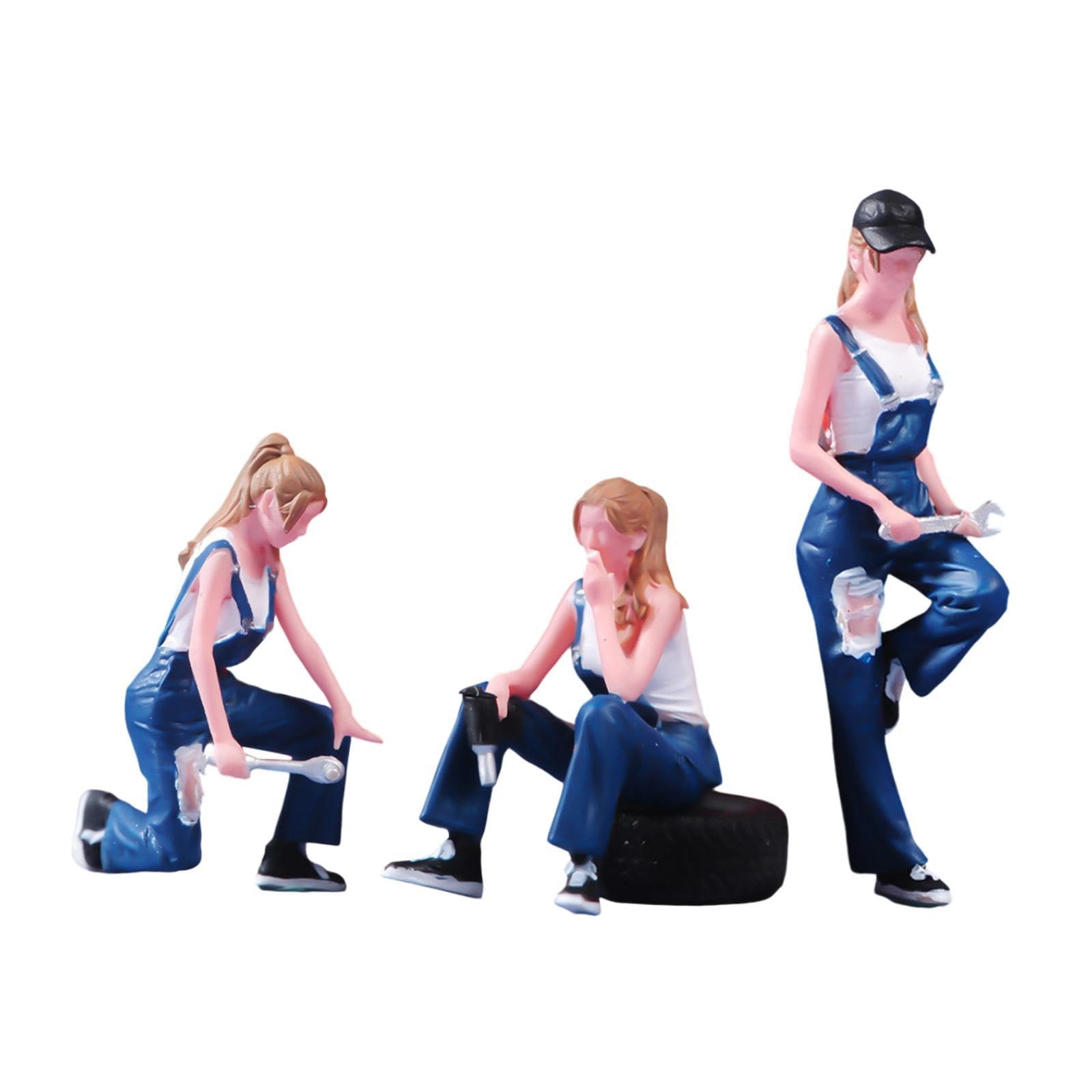 Club Bollywood®3 Pieces 1/64 Scale Miniature Figures Female Car Mechanic Decoration Diorama|Toys & Hobbies-image-44