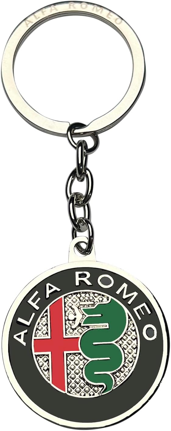 Car Creative Car Logo Keychain 3D Chrome Plated Metal Alloy Keychain Gift Men and Women Keys for Alfa Romeo Giulia Stelvio 4c Tonale Mito giulietta 159 147