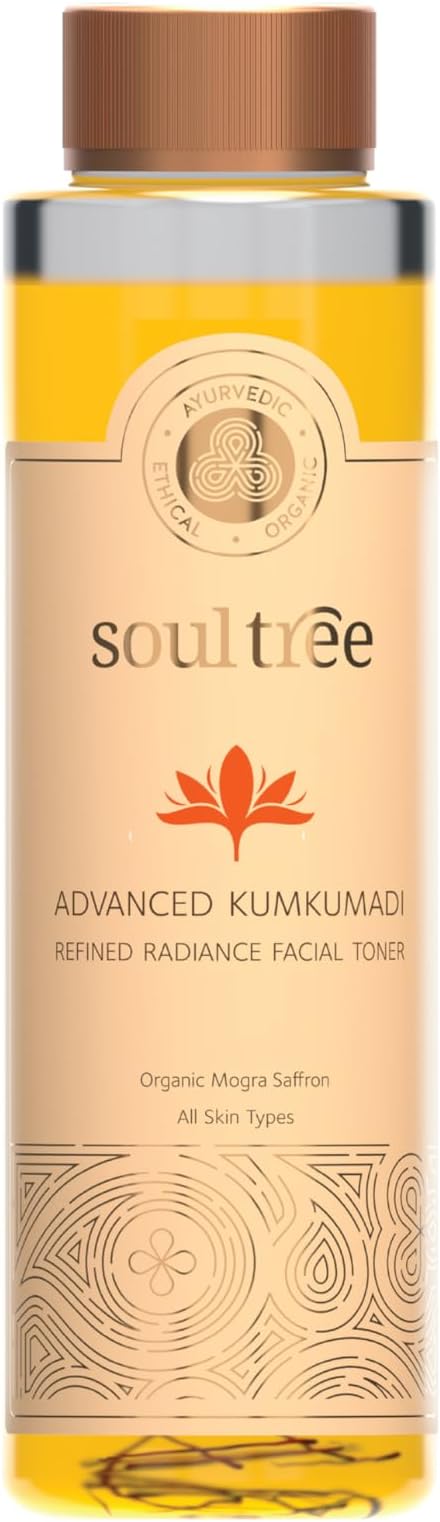 Soultree Advanced Kumkumadi - Refined Radiance Facial Toner | 100% Organic Mogra Saffron Water | All Skin Types - 110ml