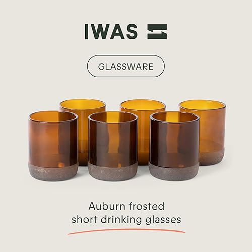 Miniatura 2 de IWAS Upcycled Auburn - Vasos para beber  8.5 fl oz  8.45 onzas  Juego de 6  Vasos de agua sostenibles  Vasos marrones respetuosos con el medio
