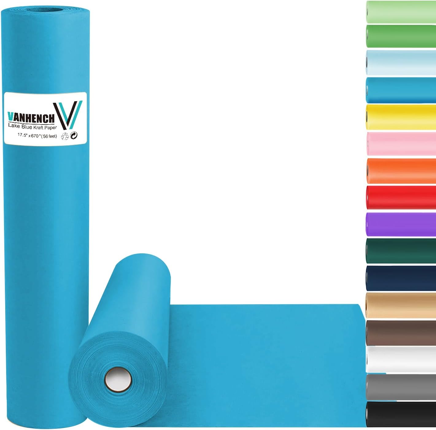 Vanhench Lake Blue Wrapping Paper Roll 17.5"×963" (80FT