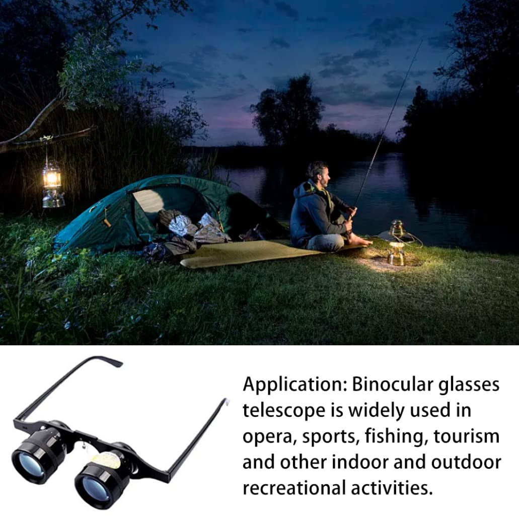 Binoculares Gafas 10x Zoom Gafas de ópera Azul Manos binoculares Libres Concierto liviano, visión Nocturna HD para Pesca, observación de Aves, Deportes, Zoom