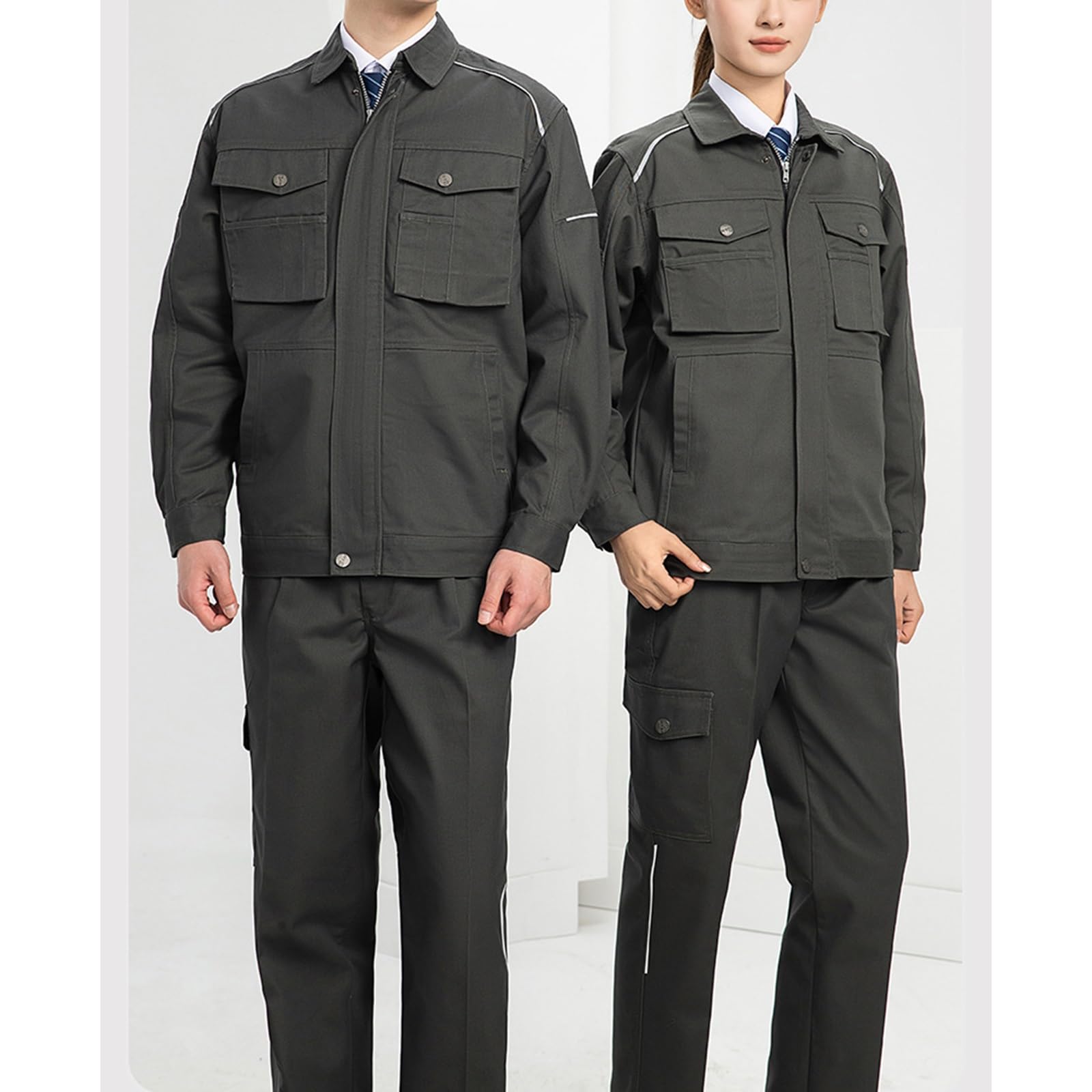 Set Giacca E Pantaloni da Uomo, Officina A Maniche Lunghe con Tasca Anti-smarrimento, Uniformi Meccaniche