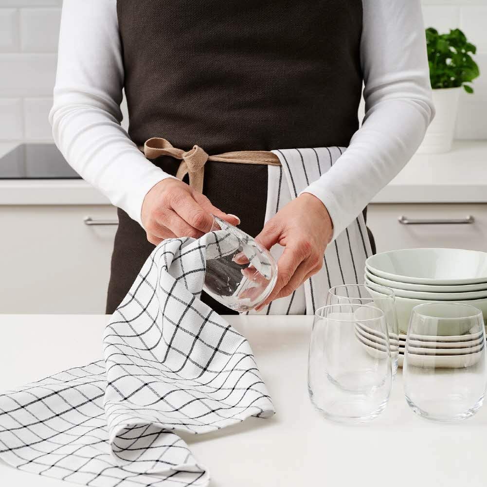 W2S Rinnig Tea Towel, Patterned, 45x60cm, Set of 4 (Dark Grey).