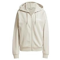 adidas Femme Essentials Linear Full Zip French Terry Hoodie, Wonder Alumina, White, XXS