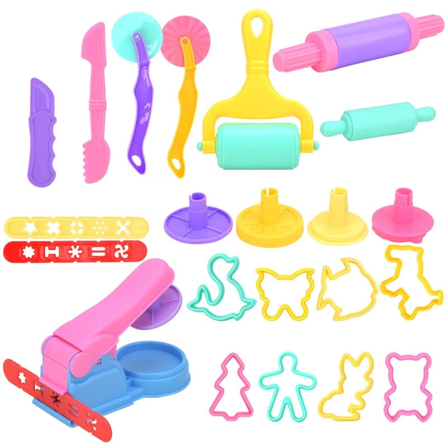 Baby-G Play dough Tools and Cutters,22 Pcs Play Dough Tools Play dough Sets for Kids Toddlers, Plastic Accessories Clay Extruders Rollers Molds, Creation Educational Toy Gift Set