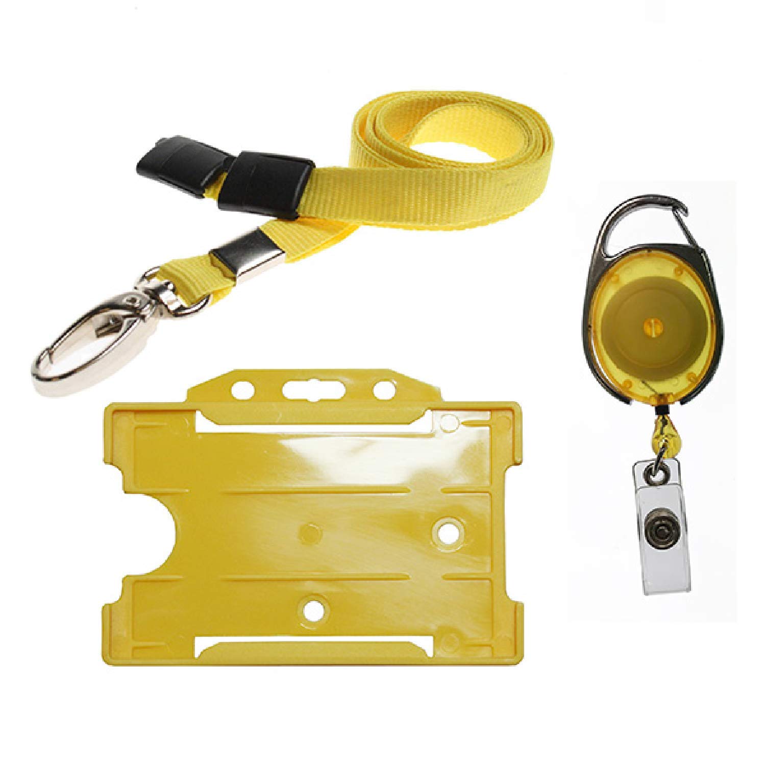 PCL Media ltd 3 Piece ID Badge Set Yellow Lanyard with Card Holder, Retractable Badge Reel, & ID Card Badge Holder, PCL Media ltd — image 1