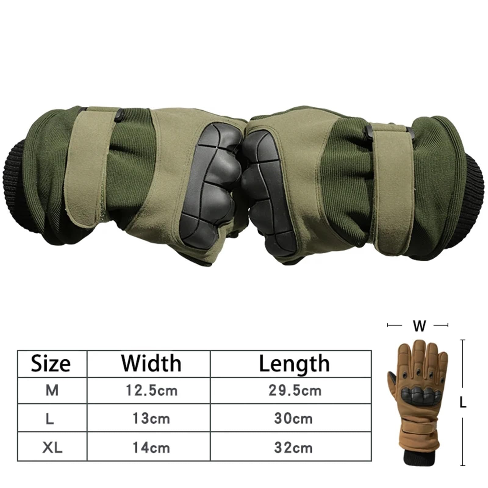 Guanto Da Sci Guanti invernali da uomo Ciclismo Sci Shell Break Fleece Touch screen termico Guanti da donna Guanti sportivi da allenamento Sottoguanti (Color : Green, Size : XL)