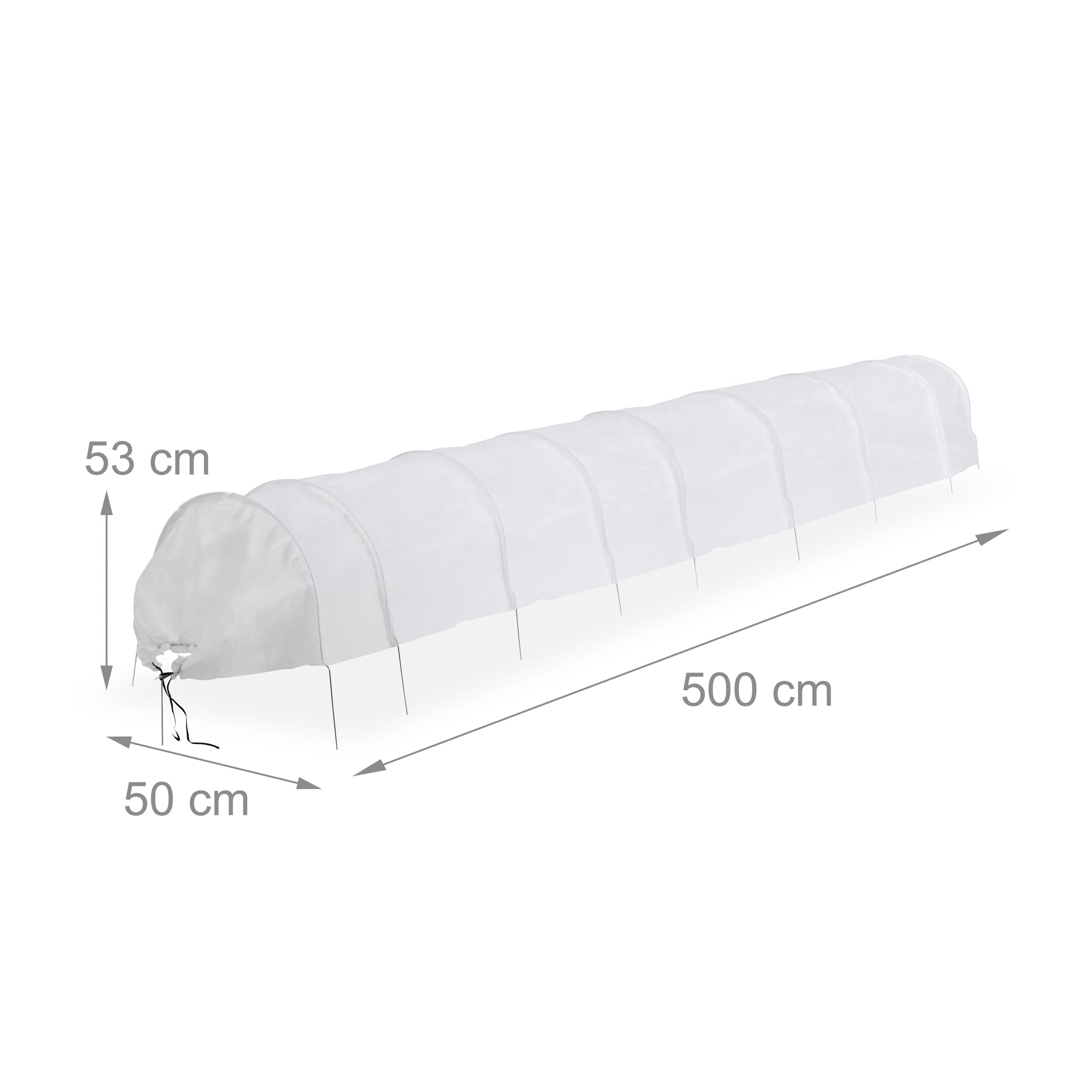 Relaxdays Serra per Orto con Archetti, Set da 2, Tunnel di 5 m, da Giardino, Protezione da Uccelli e Parassiti, Bianco