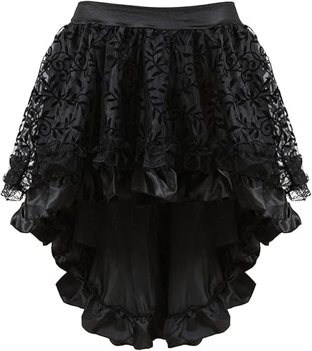 Miniatura 5 de OPHPY Disfraces sexys de Halloween para mujer, 2 piezas, talla grande, corsé gótico negro, top y faldas, conjuntos de cosplay de vampiros