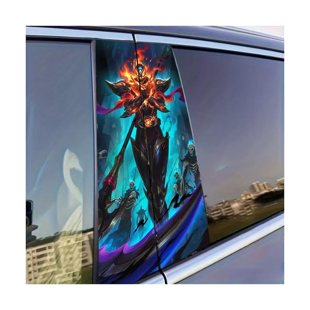 Decorative Items 2 PCS Car Door Post Decals Flame-Armored Grim Reaper Scratch-Resistant Protective Film