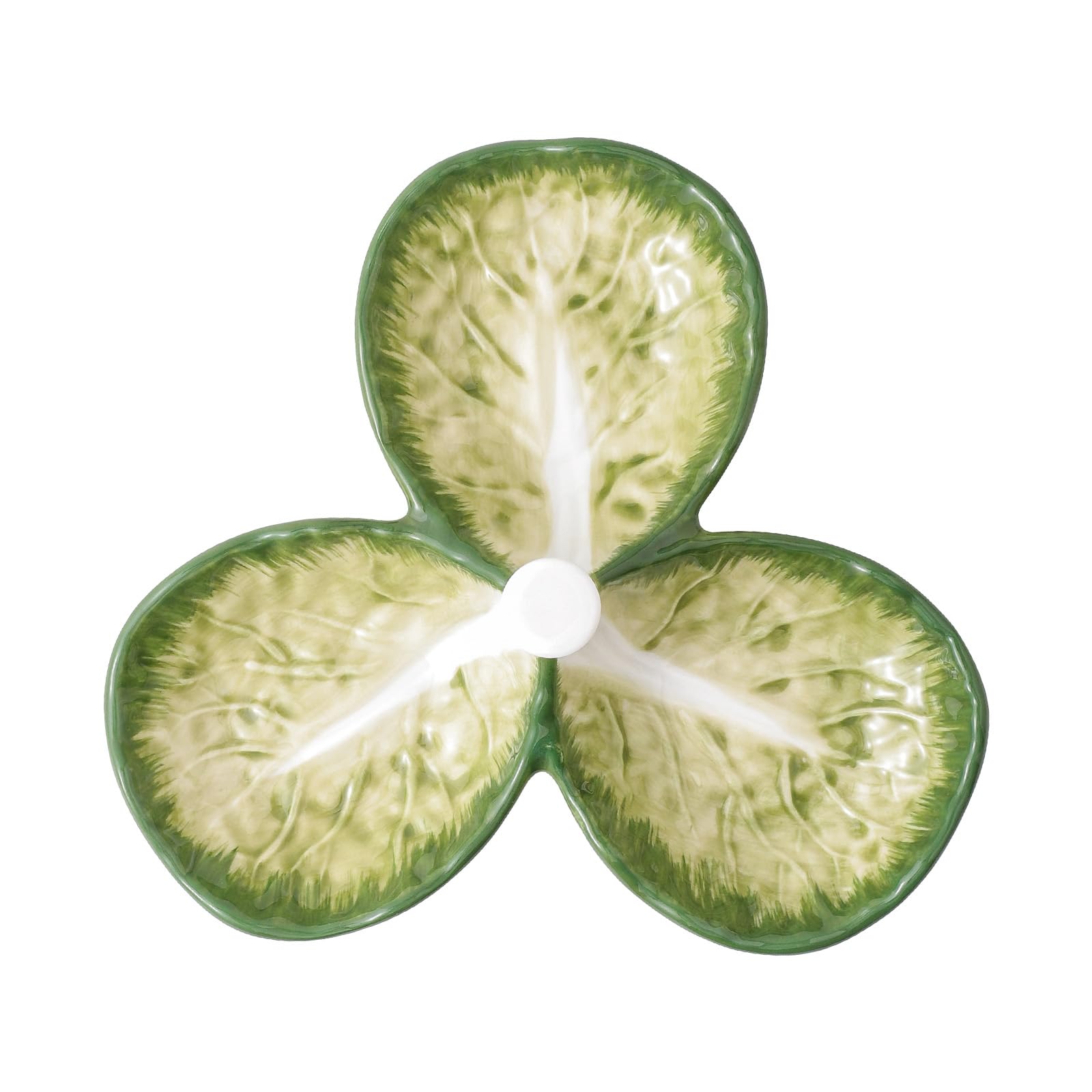 KXZ Leaf Shaped Ceramic Appetizer Plate - 8inch Decorative Condiment Tray,Green Serve Snacks Dips or Condiments For Fruits, Dips, Parties Buffets Or Catering