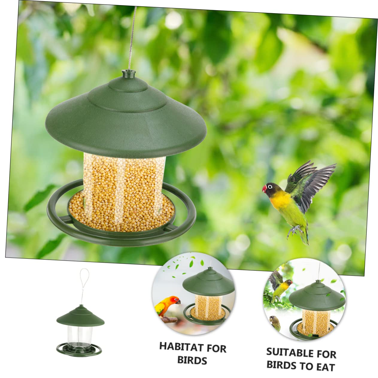 2 Pz Mangiatoia Per Uccelli Animale Domestico Alimentazione Gazebo Ornamenti Da Appendere Al Giardino Distributore Automatico Di Acqua Potabile Corvo Foraggio Kit Plastica
