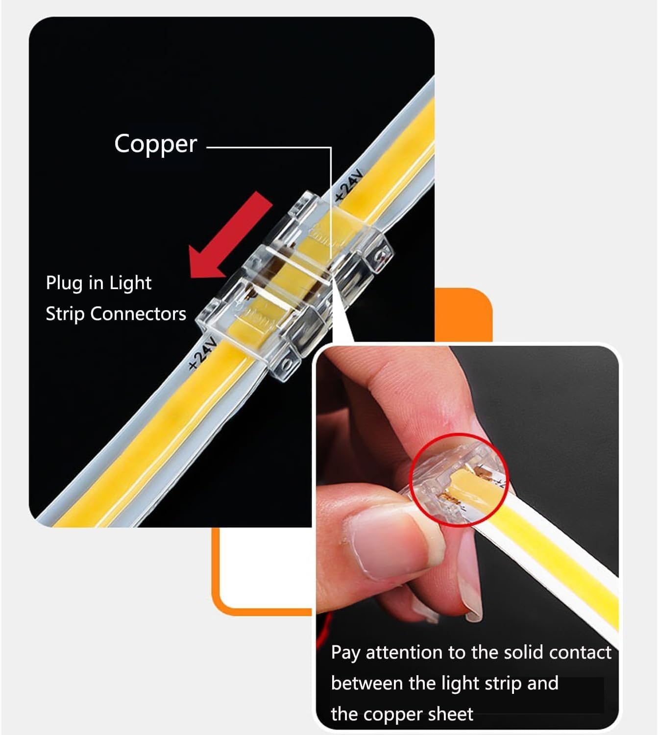 SHAOYAYAZHANG COB 50pcs2pin8mm 0.39in Connector Transparent fcob 8mm Wide Strip led Monochrome Corner Connection - Image 3