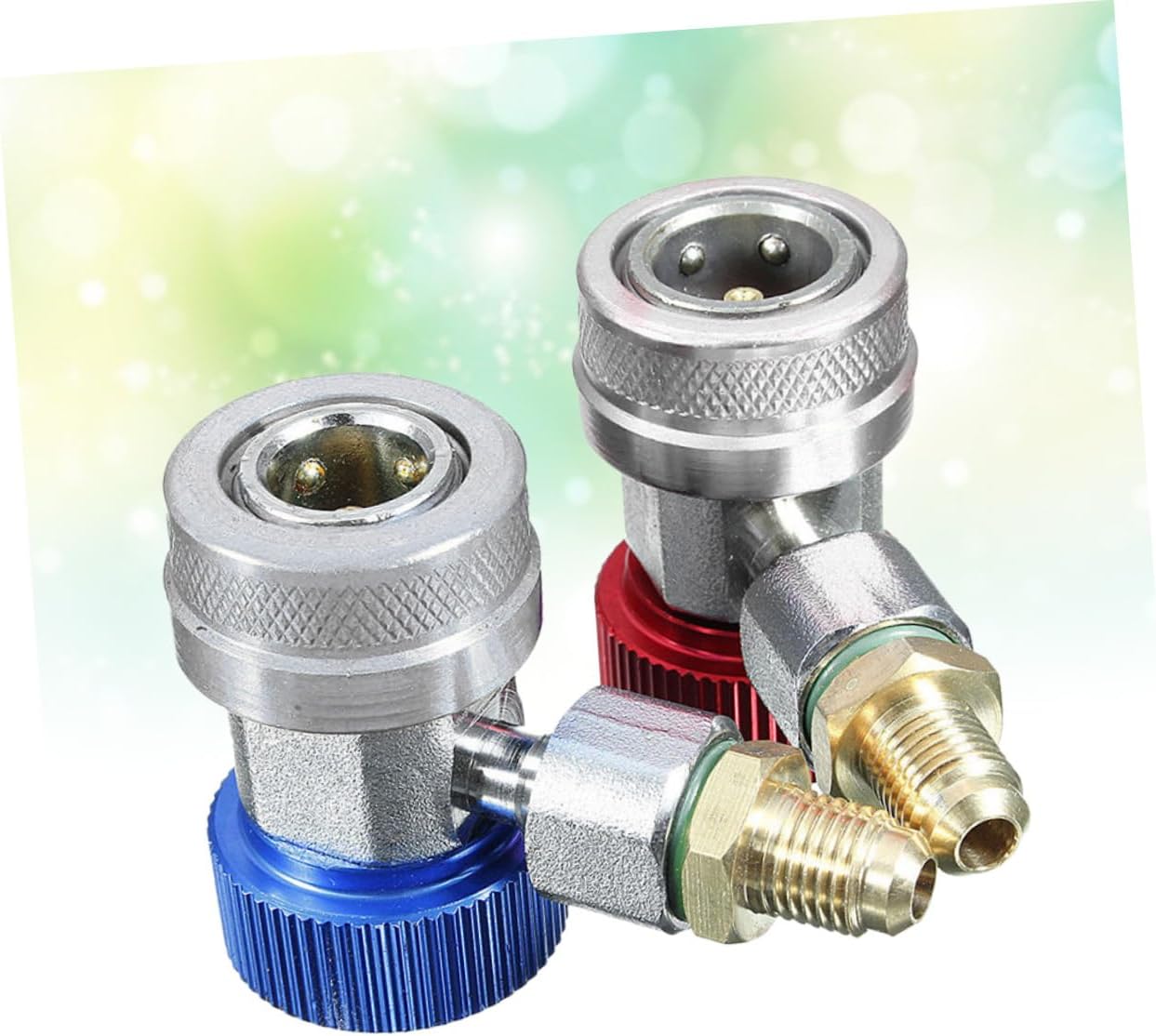 Mikinona 2-Piece Air Conditioning Hose Adapter Kit for Car A/c Quick Coupler Connector Snap Lock Knurled Grip Ring