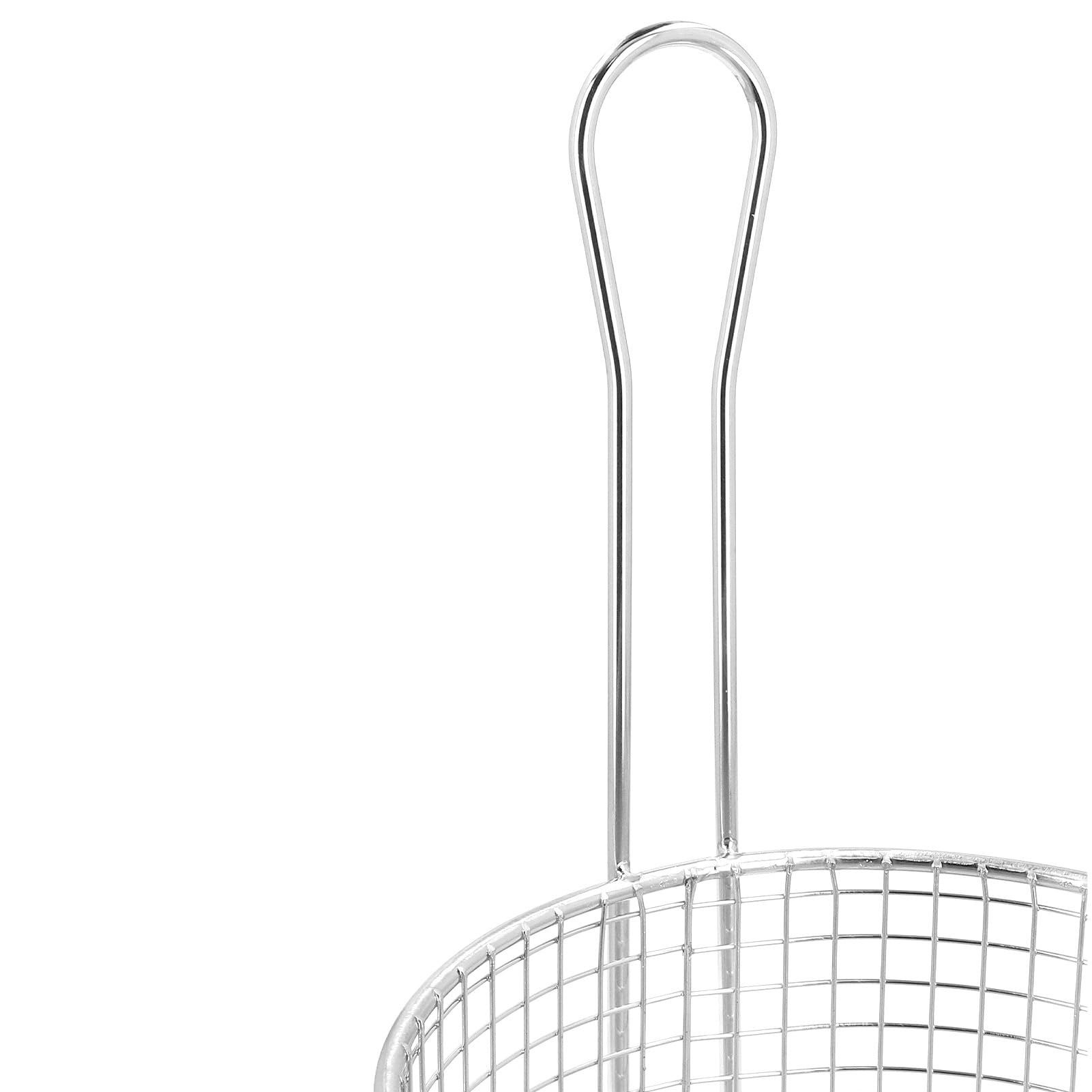 Cryfokt Cesta para Freír Redonda de Acero Inoxidable Precisa, Segura y Resistente para Freír y Servir Alimentos, con Asa para Utensilios de Cocina Domésticos (Malla escasa)