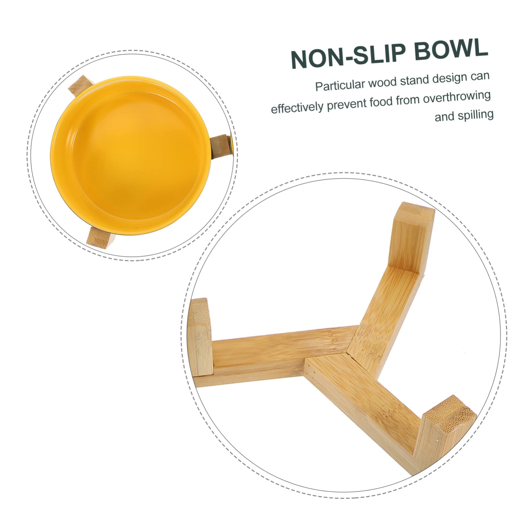 SUPVOX Cuenco Cerámico Fácil De Lavar Plato De Cerámica con Soporte De Madera Accesorio De Alimentación para Mascotas