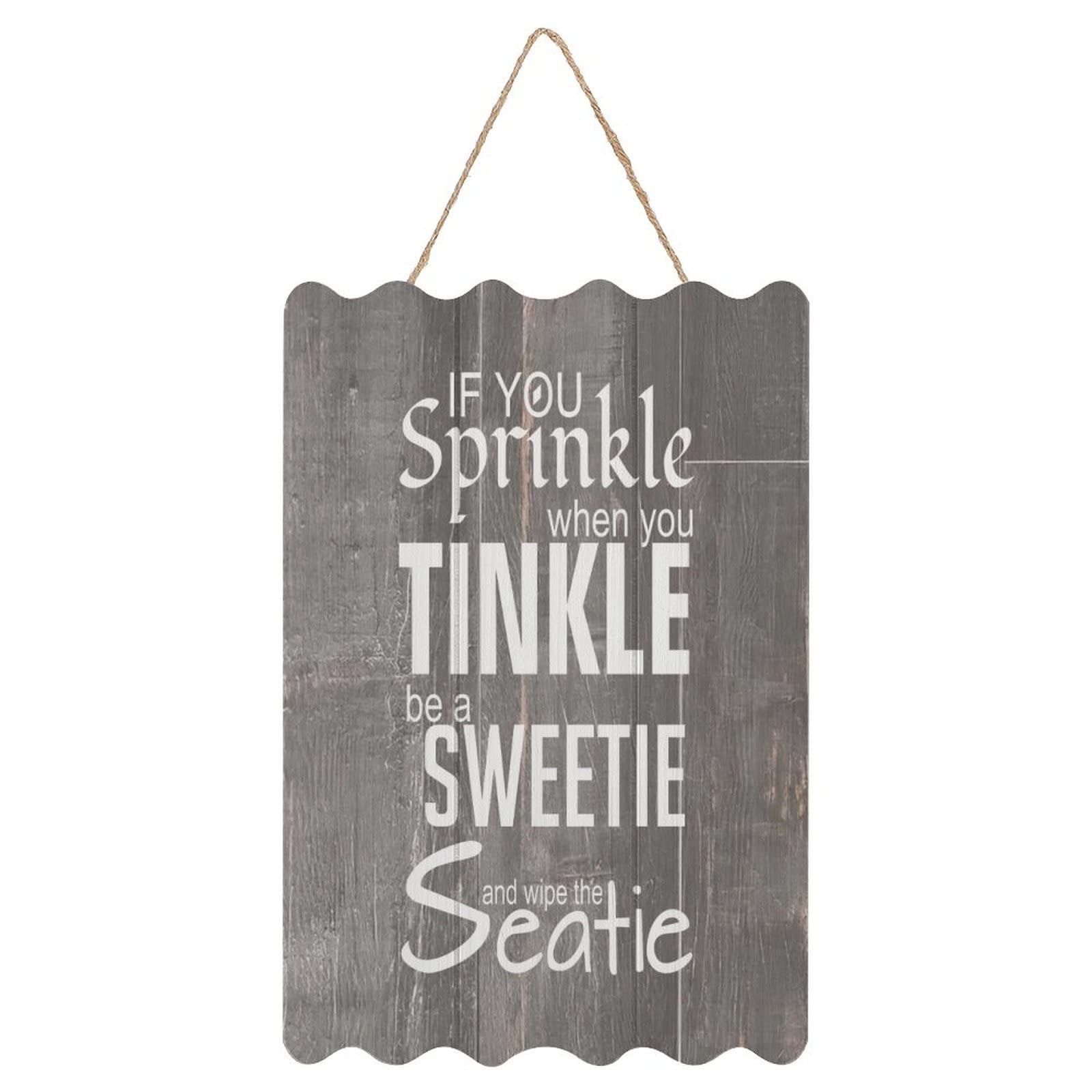 by Unbranded If You Sprinkle When Tinkle Be A Sweetie And Wipe The Seatie Hanging Wood Sign with Rope Wall Decor Rustic Saying Quotes Decorative Wooden Plaque for Bedroom Kitchen 8x12 Inch, Style-2