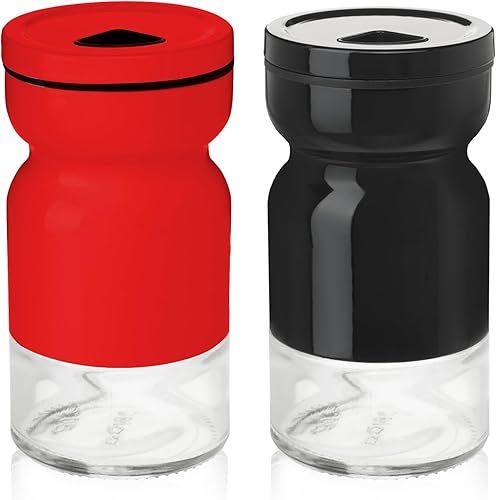 Miniatura 6 de Juego de saleros y pimenteros con agujeros ajustables para verter – Salero de vidrio y pimienta para sales del Himalaya, Kosher y marinas – Juego de