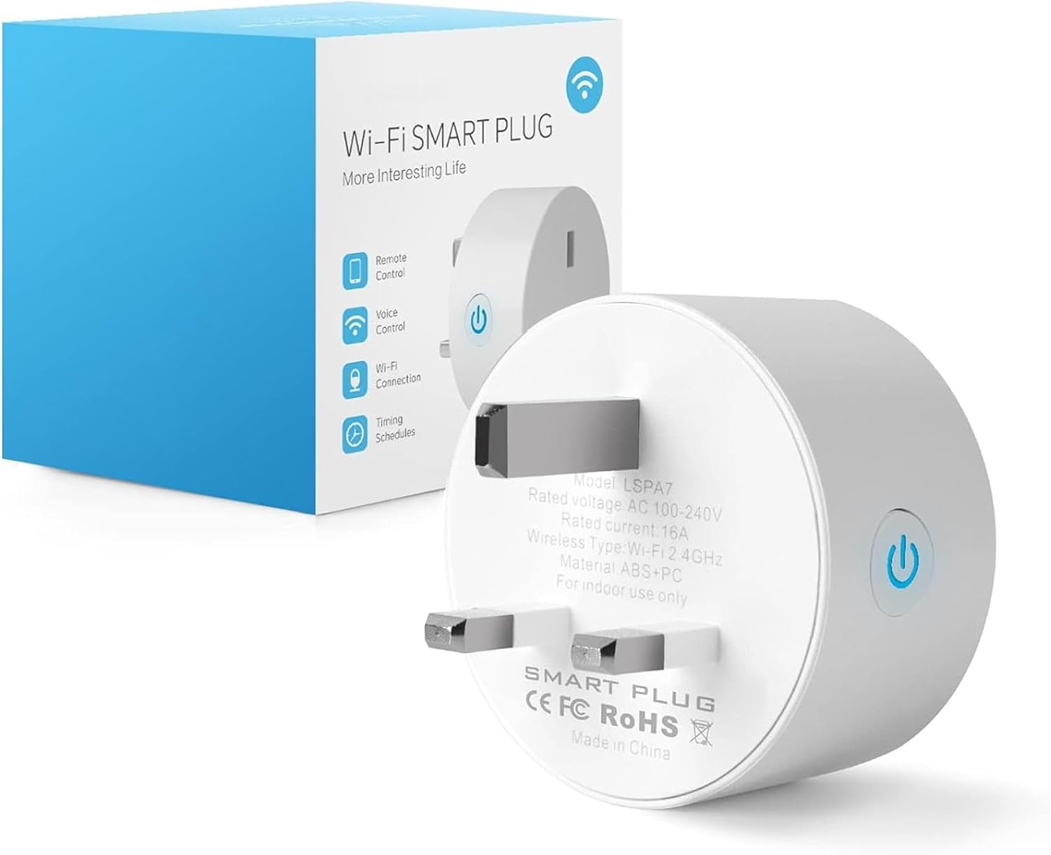 Sulfar WiFi Smart Plug | 16A Energy Monitoring Socket | Works with Alexa, Echo, Google Home Mini | Remote & Voice Control | No Hub Required | White | 1 pc