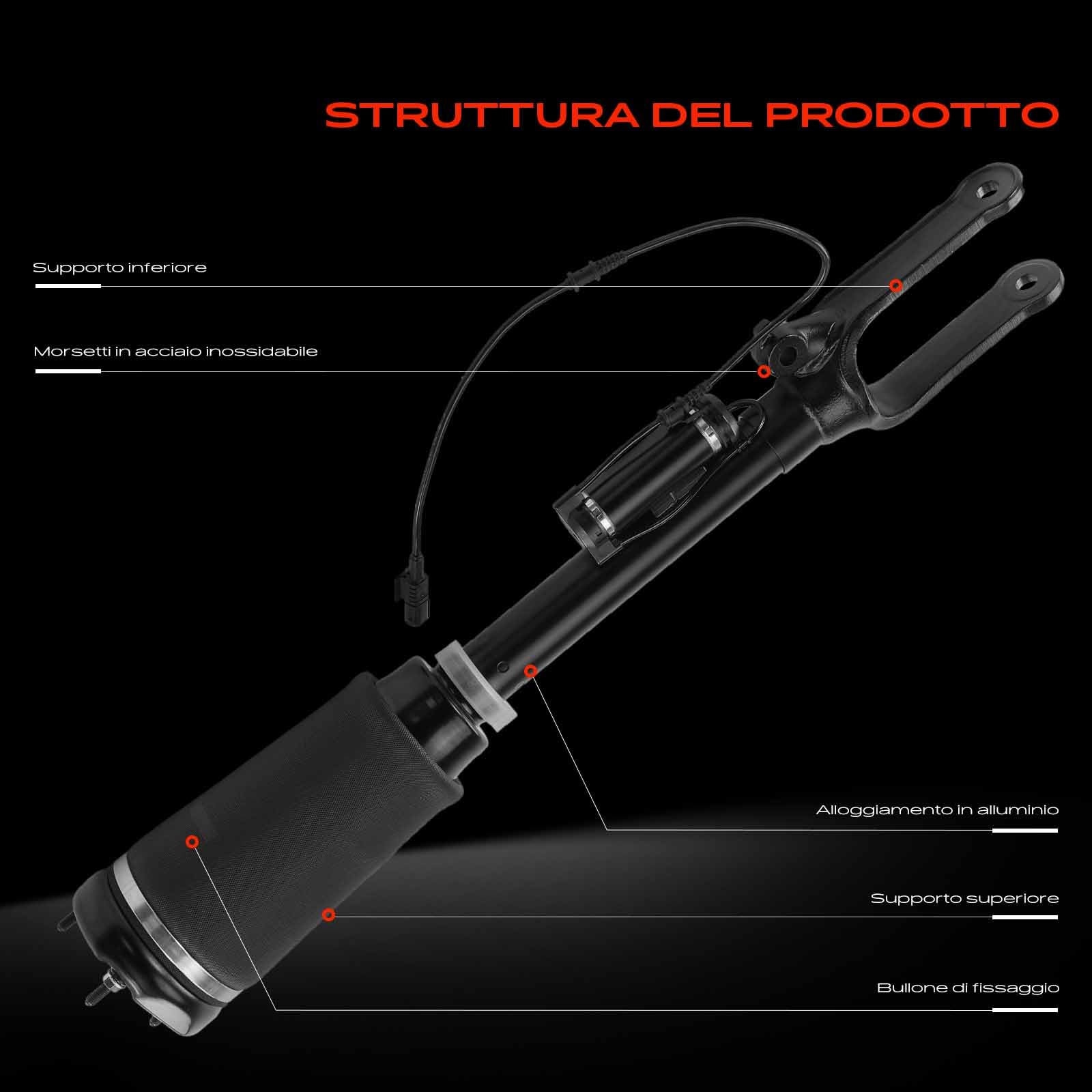 Frankberg 1 ammortizzatore ad aria con ADS anteriore compatibile con X164 GL320 GL350 GL500 W164 ML280 ML320 ML450 3.0L-6.2L 2005-2012