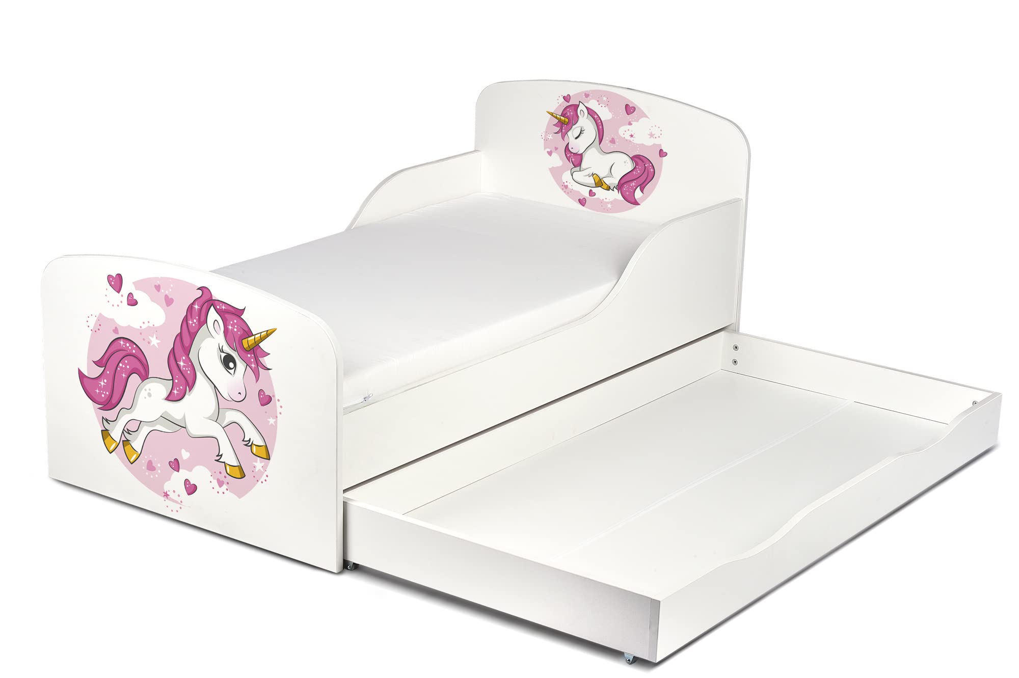 Letto Bambini LUK 160x80cm Con Sponde - Unicorno Rosa, Cassetto, Materasso Incluso, 110kg Portata - Foto 6