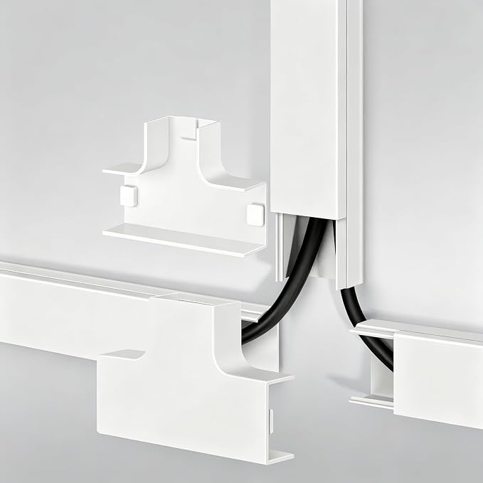 Kit para ocultar cables, canaleta para cables pintable blanca, cubiertas autoadhesivas sin perforación para cables en pared, ocultador de cables para TV de pared para gestión de cables en hogar y oficina (Ancho 0.6 in × Alto 0.4 in × Largo 68 in) miniatura 5