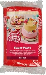 FunCakes Pâte à Sucre Fire Red: facile à utiliser, lisse, flexible, douce et pliable, parfaite pour la décoration de gâteaux, halal, casher et sans gluten. 250 g