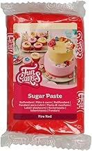 FunCakes Fire Red Sugar Paste: easy to use, smooth, flexible, soft and foldable, perfect for cake decoration, halal, kosher and gluten-free. 250g