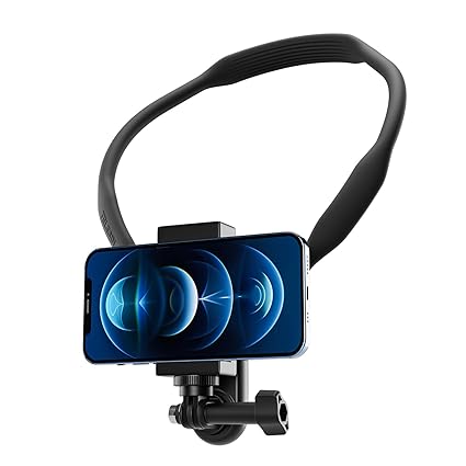 TELESIN SE Neck Mount Phone Clip Kit for GoPro Insta360 DJI Action Phones, POV Selfie Holder Hand Free Video Vlog Necklace Lanyard Strap Attach Attachment for Action Camera iPhone Android