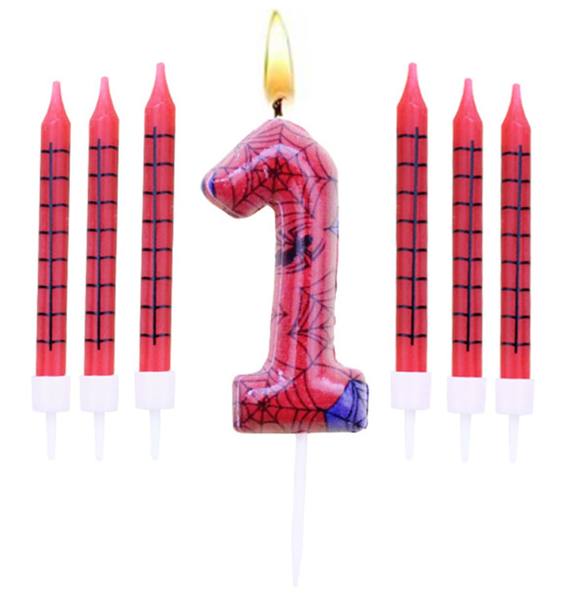 Candela Di Compleanno Numero 6 RONOZA Con Ragnatela – Tema Spidey Per Torta, Decorazioni Festa (7,5 Cm + 3 Ragnatele) - 2