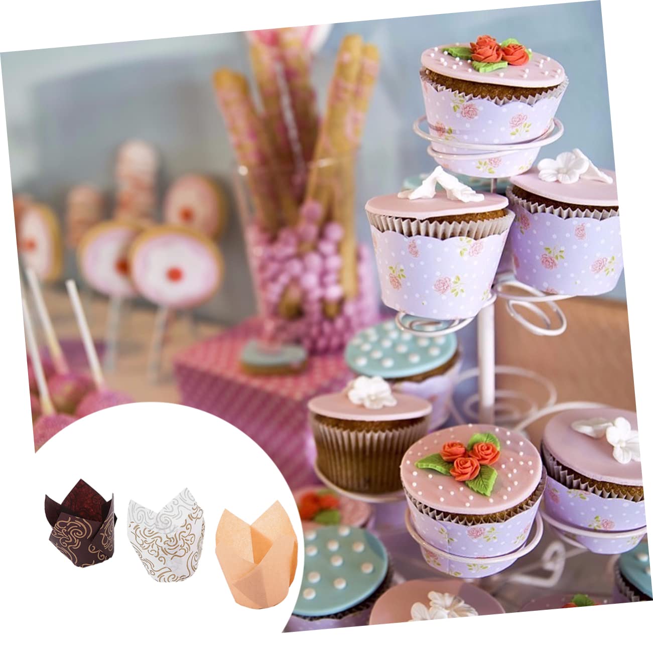 Cabilock 3 Juegos Tazas De Papel Para Hornear Horneando Tapas Transportador Revestimientos Casos De Muffins Mini Manejar Dispensador Roti Bandejas Pruebas Cacerola Jumbo 150 Piezas * 3