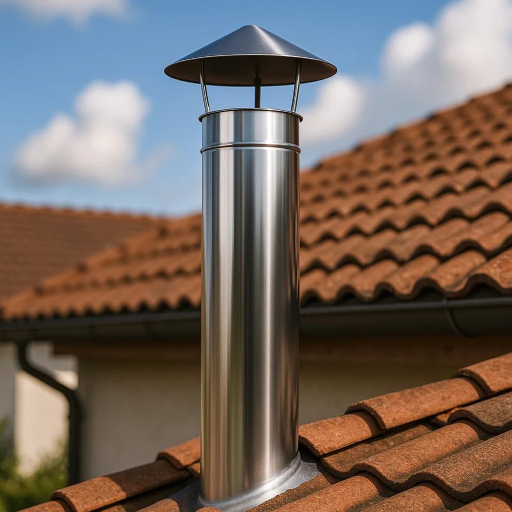 FORTUNATO Tubo Acciaio Inox Canna Fumaria Evacuazione Fumi Efficienza Impianto Riscaldamento Spessore 0,5 mm Altezza 1000 mm (Ø 300 mm)