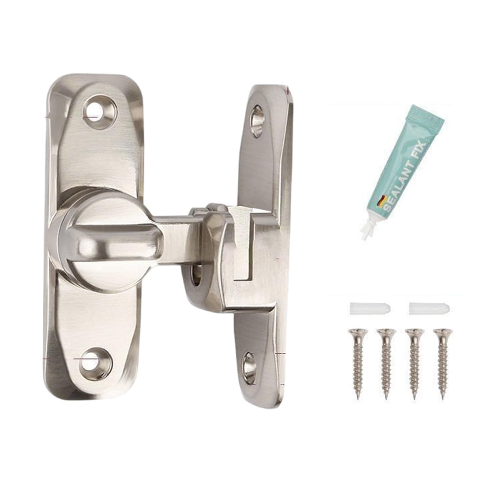 Kalttoy Silver 90/180 Degree Barn Door Locks None Drilling Sliding Door Zincs Alloy Flipping Hardware Enduring Privacy Bolt
