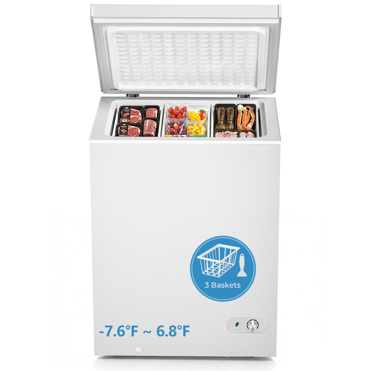 Antarctic Star Chest Freezer 5.0 Cubic Feet, White