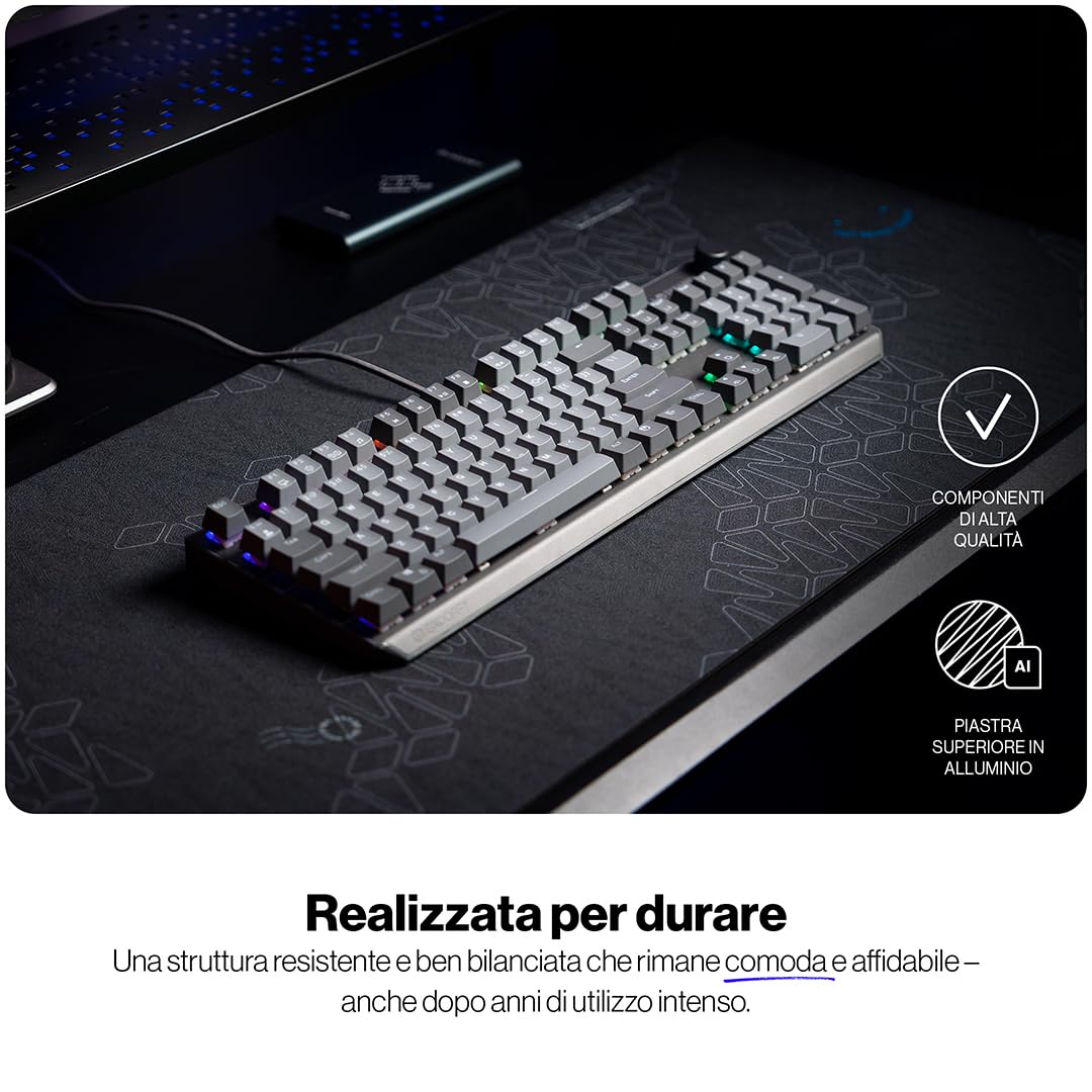 ENDORFY Thock V2, interruttori ENDORFY Red Gateron, hot-swap, controllo del volume, funzione MUTE, software, parte superiore in alluminio, macro programmabili