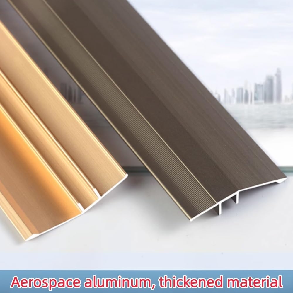 Aluminiowa listwa progowa, rampa progowa z możliwością przycięcia, 100 x 5,5 cm, antypoślizgowa redukcja progu do odkurzaczy robotów na wózkach inwalidzkich (szampański, 100 x 5,5 cm)