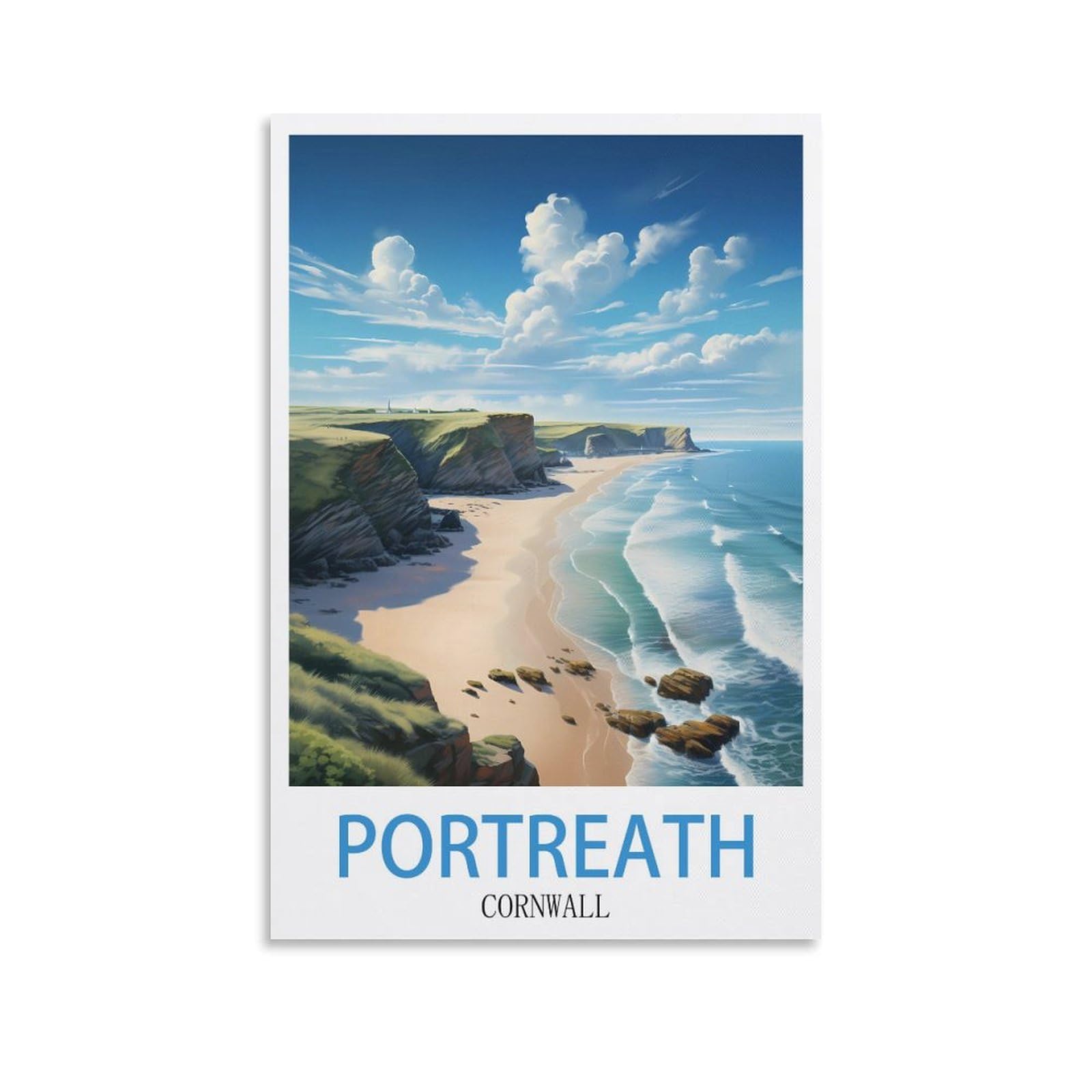 Lnhzgnjnh Unframe-Style Portreath Cornwall Vintage Travel Poster 12X18inch(30X45cm) Canvas Wall Art Wall Print Painting Decor Living Room Bedroom Decor