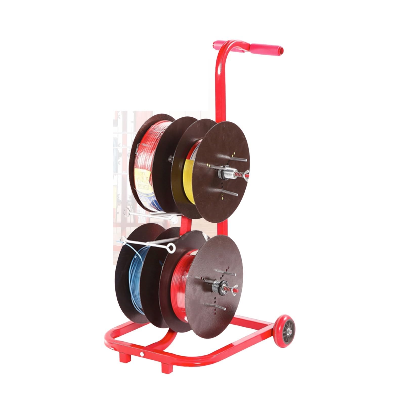 WDSOPK Wire Spool Rack,Electrical Assortment with WheelmTransportable Dispenser 4/6/8 Rods,for Industrial (4 Rods Wire)