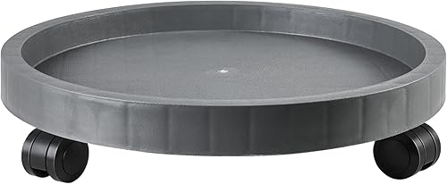 NAZKAEN Organizador de macetas de 12.6 pulgadas con ruedas, soporte de ruedas resistente para plantas en maceta, bandeja de base redonda con ruedas,