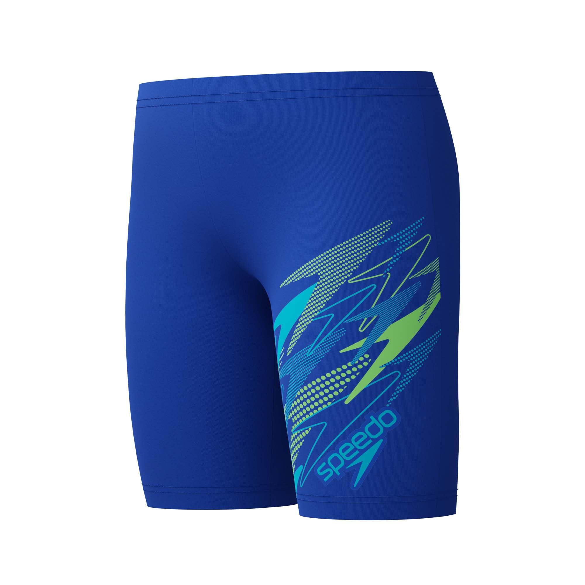 Speedo Boys Medley Logo Jammer Swim Trunks Swimmers Deep Sapphire/Mayan Blue Size 9-10 Years