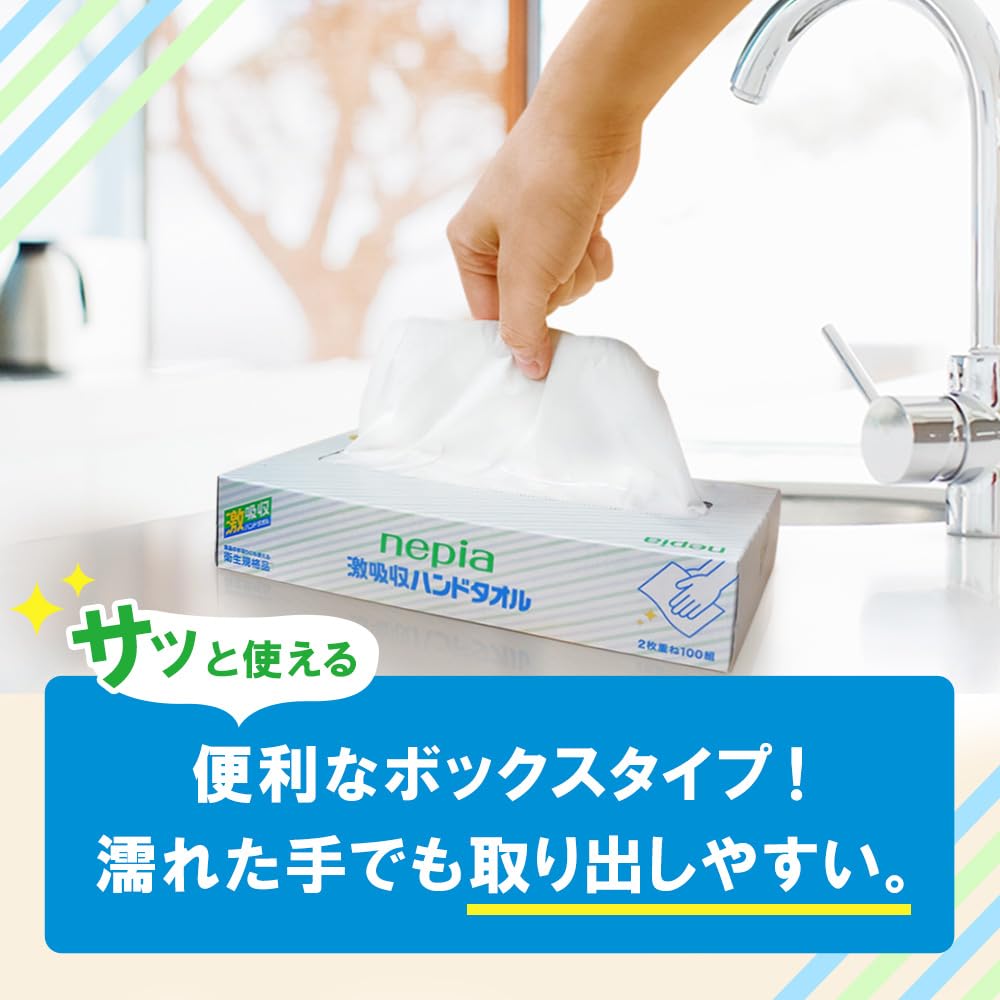 Amazon.co.jp: ネピア 激吸収 ハンドタオル 2枚重ね100組×60箱(5箱×12