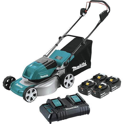 Makita XML03CM1 36V (18V X2) LXT® Brushless 18" Lawn Mower Kit with 4 Batteries