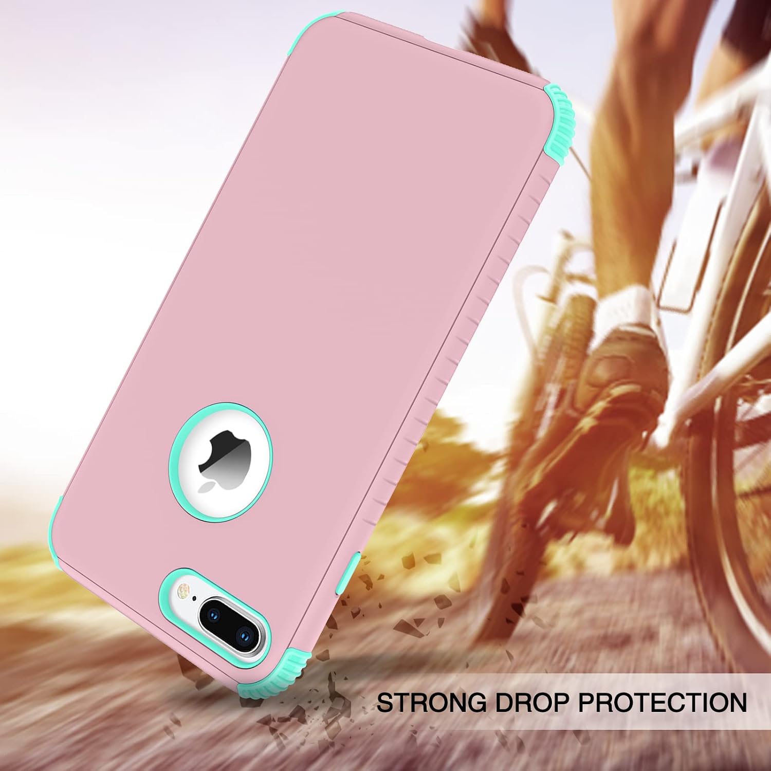 BENTOBEN iPhone 8 Plus Case, iPhone 7 Plus Case, 2 in 1 Slim Hybrid Shockproof Hard PC Bumper Rugged Drop Protective Phone Case Cover for iPhone 8 Plus / 7 Plus 5.5 inch, Pink/Mint
