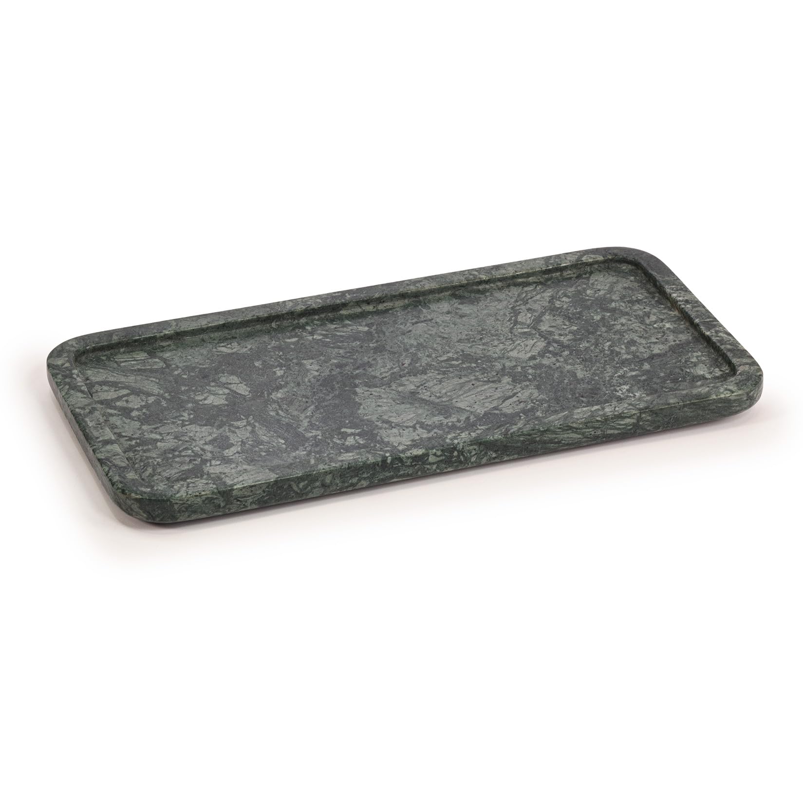 EHC Natural Marble Serving Tray for Bathroom, Vanity, Jewellery, Coffee Decorative Table Accessory, Multipurpose Organizer - Green