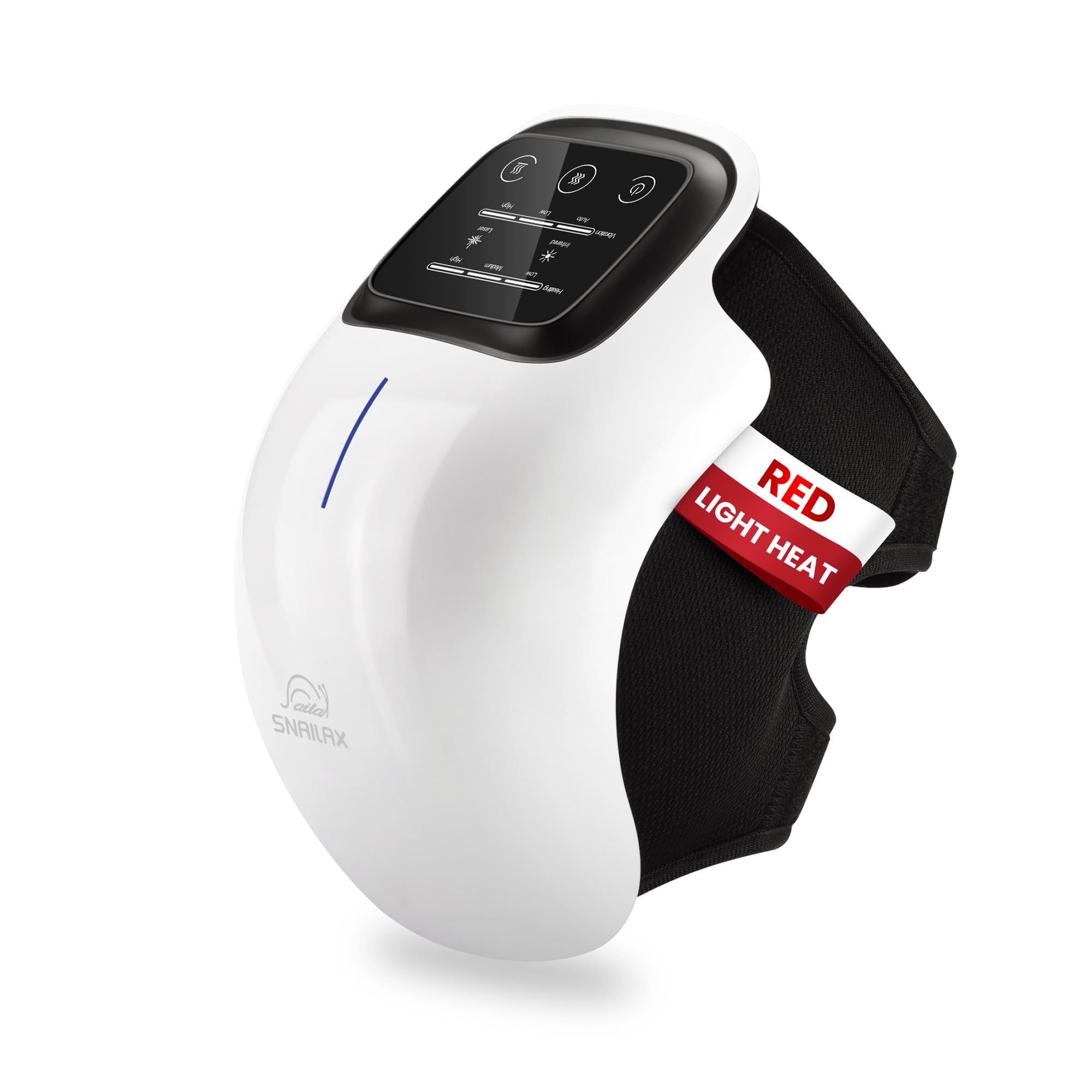 Snailax Massaggiatore per ginocchia con luce rossa e calore, Wireless massaggiatore per ginocchio con 3 temperature | 3 modalità di massaggio con vibrazione | Laser e infrarossi | Batteria potente