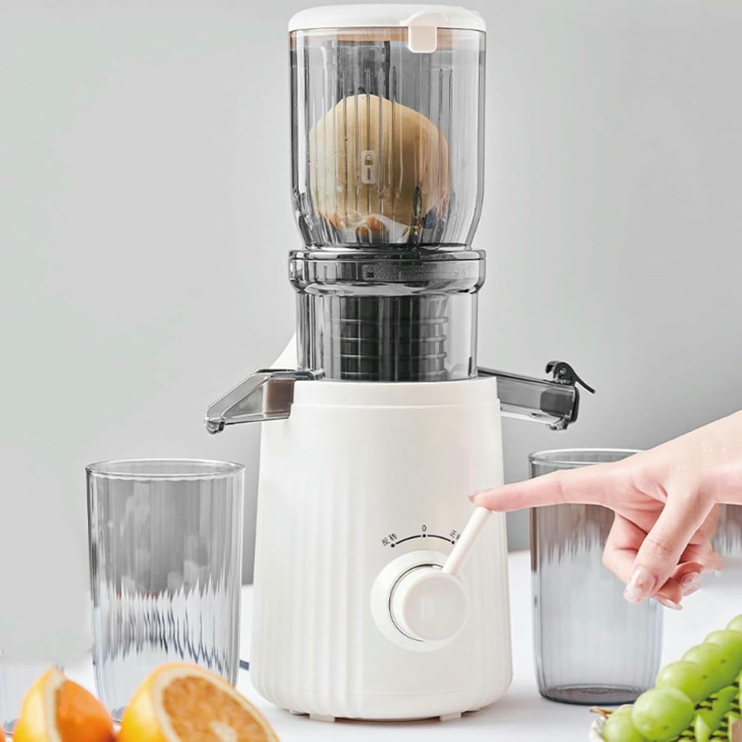Electric Citrus Juicer,Masticating Slow Juicer, Automatic Orange Juice Extractor Maker, with Juice Separation, for Kitchen/Travel/Hotel-