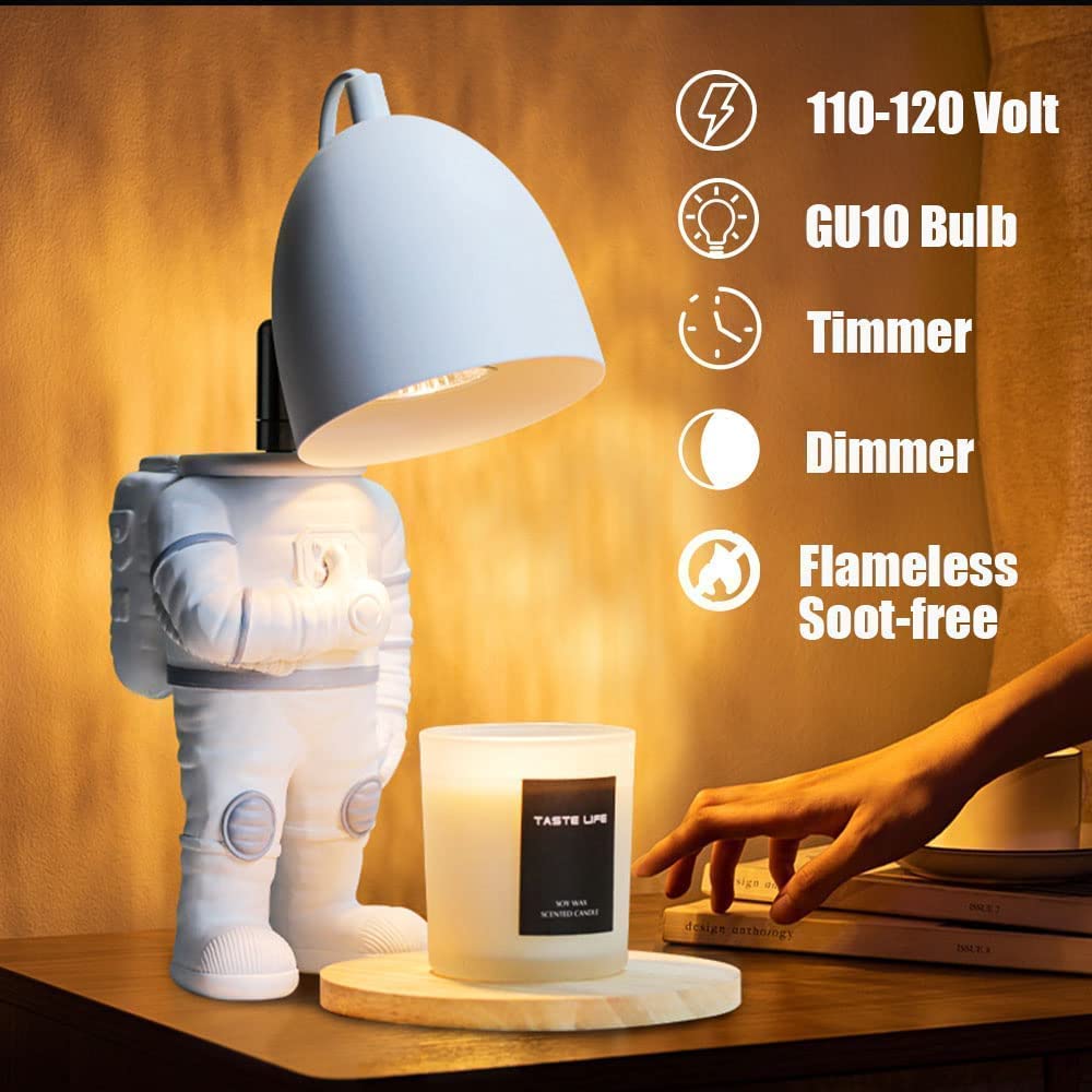 KLUFO Lampe Chauffante Pour Bougie En Marbre Et Verre - Lampe à Cire Fondue Avec Ampoule - Gradable Pour Chambre